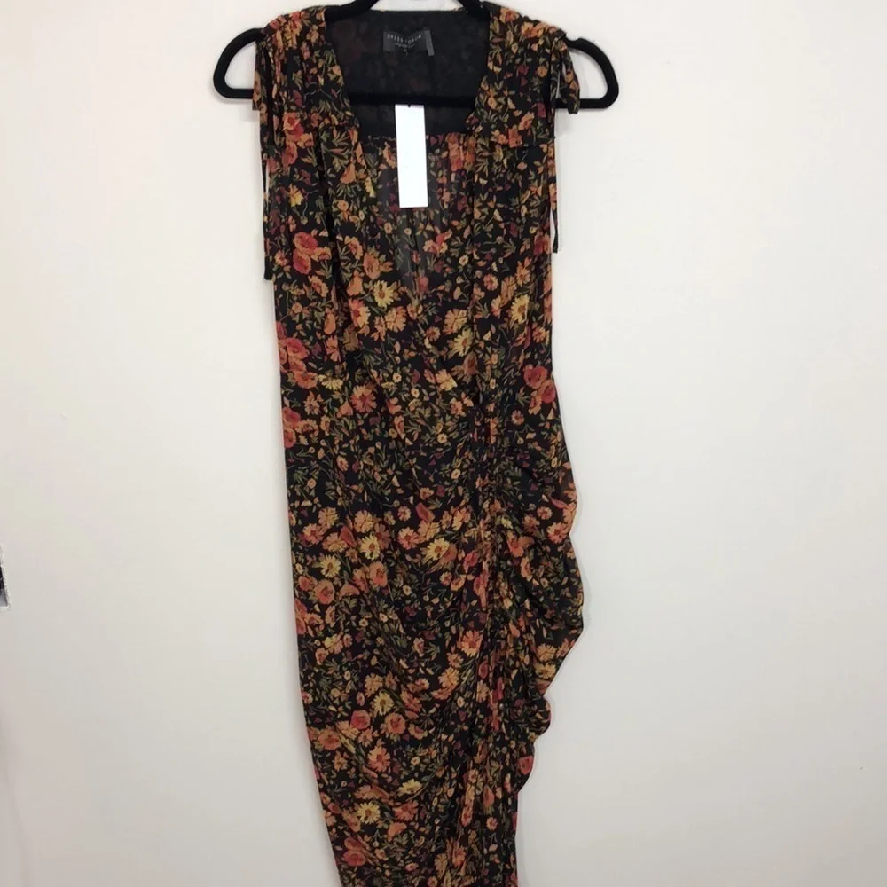 Dress Forum Los Angeles Born to Run Floral Ruched‎ Midi Dress Small NWT - Picture 4 of 9